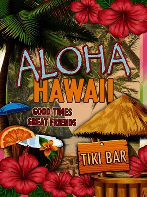 Zdjęcie produktu dla vianmo Drewniany znak 40x30 cm Hawaii Aloha Tiki Bar good times great