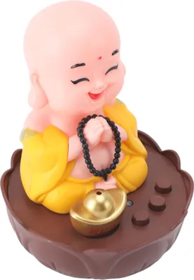 Produktbild von Happy Buddha Statue mit Musik USB Aufladung Einstellbare Lautstärke Cartoon Style Lachende Buddha Figur Gelb