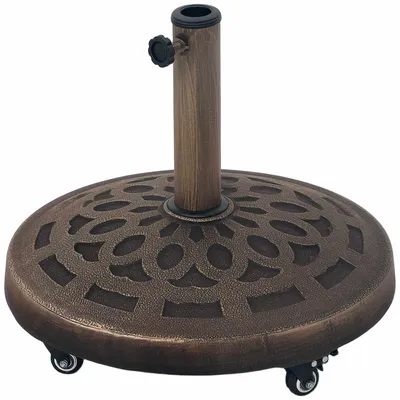 Image de Pied de parasol en béton avec roulettes, compatible avec les mâts de 32 à 48 mm