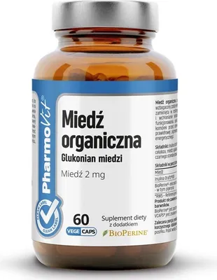 Obrázok produktu pre Organická meď 2 mg bezlepková 60 kapsúl - Pharmovit