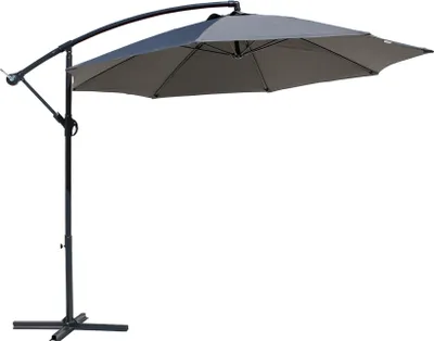 Image de Rebecca Mobili Parasol à mât décentré, 3x3 m, acier et polyester, gris