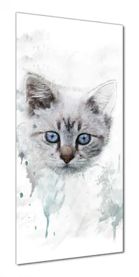 Produktbild von Wallario selbstklebende Duschrückwand 70 x 190 cm mit Motiv Katze in Wasserfarben gemalt - Wandverkleidung mit Hochglanzlaminat in Glasoptik