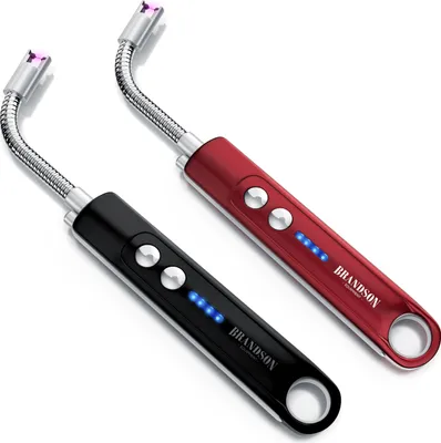 Produktbild von Brandson 2x Feuerzeug elektrisch, Lichtbogen Stabfeuerzeug, USB aufladbar, Kerzenanzünder für Küche, Kerzen, Gasherde, Grill, Kamin, 2er Set
