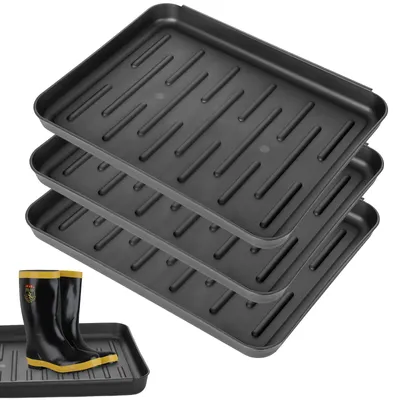 Schoenenrek 3er-Set, schwarz, PP-Kunststoff, 35×27×3 cm
