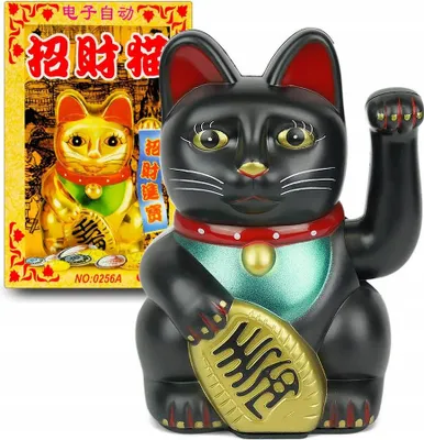 Zdjęcie produktu dla Japoński Kot Maneki-Neko Chiński Szczęścia Czarny