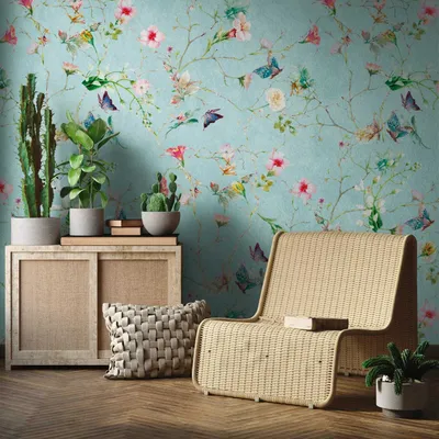 Immagine prodotto di Profhome 382681-GU Carta da parati in tessuto non tessuto fiori opaca turchese verde rosa blu 1,59 m x 2,8 m