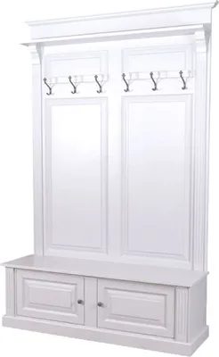 Produktbild von Casa Padrino Landhausstil Massivholz Garderobenschrank Weiß 140 x 41 x H. 210 cm - Wand Garderobe - Flur Schrank - Flurmöbel - Garderobenmöbel - Landhausstil Möbel