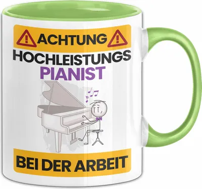 Produktbild von Pianist Tasse Geschenk Lustiger Spruch Geschenkidee für Pianist Achtung Hochleistungs Pianist Bei Der Arbeit (Grün)
