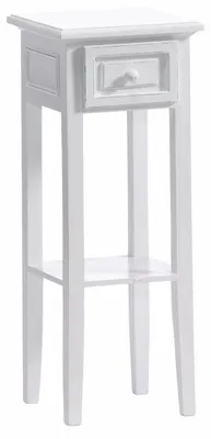 Obrázok produktu pre Uniqoos® Telefónny stolík v rustikálnom štýle, biely, drevený, s zásuvkou – kompaktný doplnkový stolík s rozmermi 67 x 25 x 25 cm, vhodný do chodby a obývačky