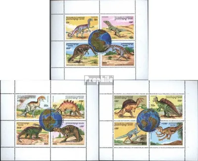 Produktbild von Briefmarken Kambodscha 1996 Mi 1619-1630 Kleinbögen (kompl.Ausg.) gestempelt Prähistorische Tiere