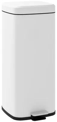 Obrázek produktu pro Kbelík na odpad – 30 litrů – Víko s tichým zavíráním – Nožní pedál – Kov/plast – 28 x 35 x 63,5 cm – Bílá barva