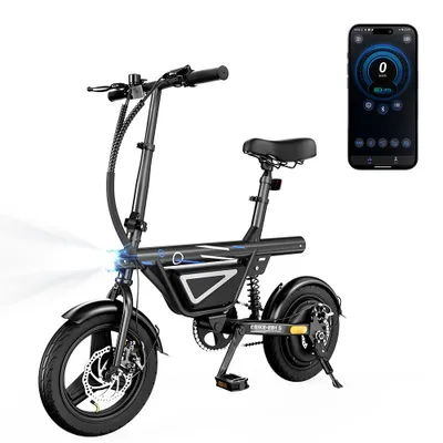 Produktbild von EB1S Klappbares E‑Fahrrad für Erwachsene,14 Zoll,36V 12Ah,Luftreifen,Federdämpfung,Scheibenbremsen und Stromunterbrechungsbremse
