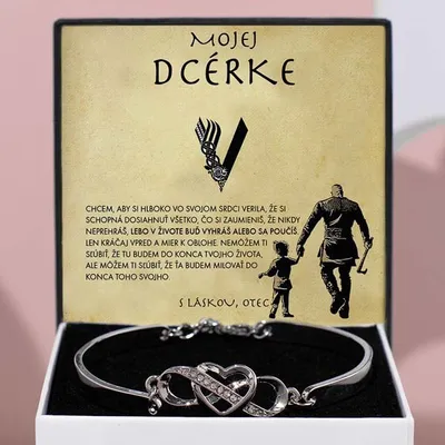 Produktbild von Náramok s citátom Mojej dcérke  – Vždy si ma ponechaj vo svojom srdci – QUINN_HEARTBRACELET
