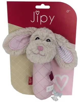 Produktbild von Jipy Hund Greifling in rosa o. hellblau Schmusetier mit Rassel