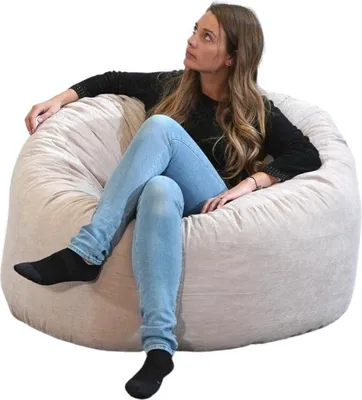Image de Pouf velours côtelé BANANAIR 100 cm beige