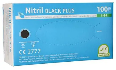 Produktbild von "Medi-Inn Classic" Handschuhe, Nitril puderfrei "Black Plus" schwarz Größe: L