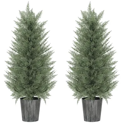 Obrázek produktu pro Sada dvou umělých cypřišů, výška 90 cm | Barva: zelená | Rozměry: 15x15x90 cm
