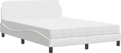 Obrázek produktu pro vidaXL Postel s matrací "Dover" bílá 140x190 cm Imitace kůže