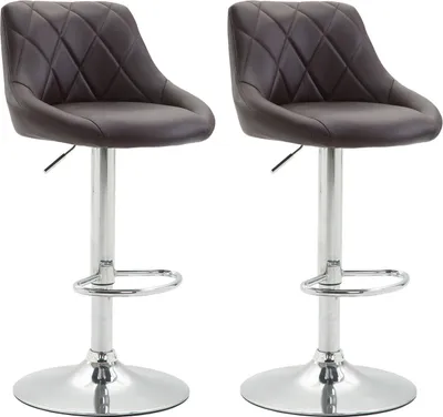Produktbild von TPFLiving 2er Set Barhocker Lazius Gestell Metall in Chromoptik Kunstleder Braun