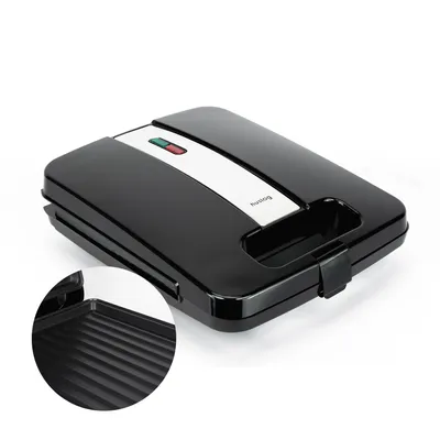 Zdjęcie produktu dla Huslog opiekacz na 4 kanapki Panini 1400 W grill 25,4 x 21,5 cm nieprzywierająca powłoka