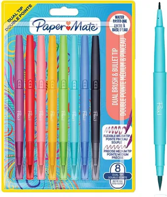 Obrázok produktu pre PAPER:MATE 2199386 Paper:Mate perá s dvojitým vláknovým hrotom FLAIR Dual Brush, balenie po 8 ks