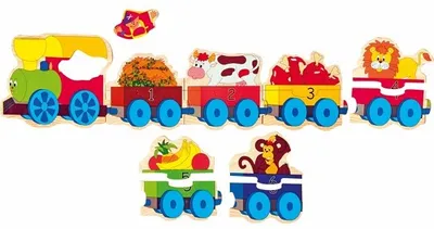 Produktbild von Puzzle Steckpuzzle Holz Holzpuzzle Steckspiel Zahlen Lernen Eisenbahn Tiere