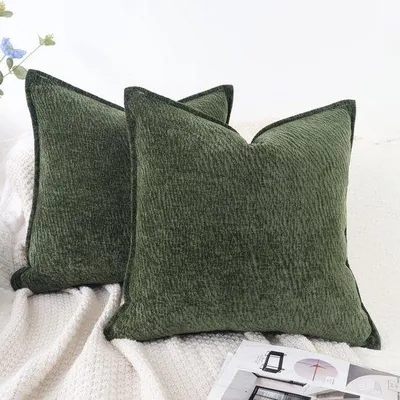 Produktbild von Unyqoos® 2er-Set Chenille-Kissenhüllen – weiche, dekorative Kissenbezüge aus doppelseitiger Chenille mit verdecktem Reißverschluss für Sofa & Schlafzimmer