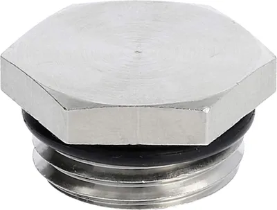 Image de Bouchon aveugle PG9x1,41 MBS-09 hexagonal avec joint torique Laiton (CuZn) nickelé Longueur du filetage 6,0 mm - 1 pièce