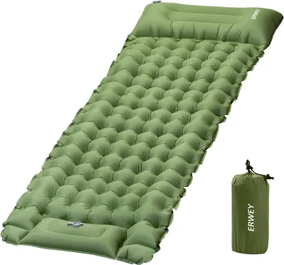 Obrázok produktu pre Kempingový nafukovací matrac 200 x 70 cm, samonafukovací, s nožnou pumpou a vankúšom, vodotesný, pre outdoor
