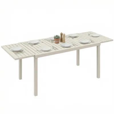 Produktbild von Outsunny Gartentisch Ausziehbarer 150/225 x 85 cm Aluminium Esstisch Weiß