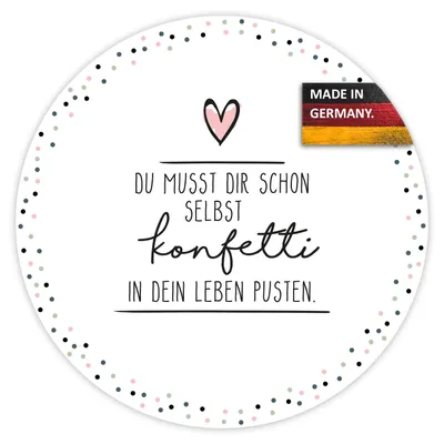 Produktbild von younikat Mauspad Konfetti Motiv und Spruch (2) I Ø 22 cm rund Mousepad in Standard-Größe rutschfest I für Mädchen Teenager Frauen I dv472