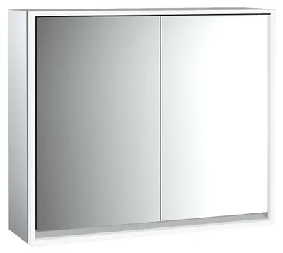 Image de emco loft Armoire de toilette avec éclairage, 800mm, 2 portes, modèle apparent, aluminium/miroir, 979805106