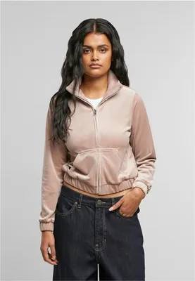 Image de Urban Classics Ladies Short Velvet Track Jacket duskrose - M Veste avec fourrure