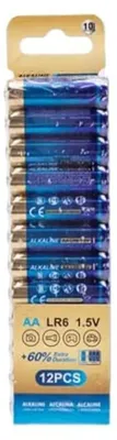 Produktbild von Alkaline-Batterien LR6 (AA), 1,5 V, 12 Stück, quecksilberfrei, für Fernbedienung