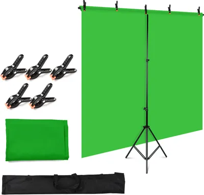 Produktbild von Andoer 5x2ft Einfarbiger Hintergrund Fotografie-Kit mit 5x2ft T-foermigem Hintergrund Verstellbarer Staender 5 Federklemmen