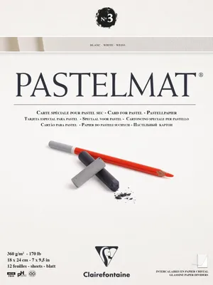 Produktbild von Clairefontaine Pastellblock, kopfgeleimt, 12 Blatt 18x24cm weiß - 96001C