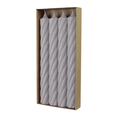 Produktbild von Stabkerzen aus Paraffin, RUSTIC TWIST, 250/28 mm, Silbergrau, WENZEL, Brenndauer ca. 16h, 4 Stück pro Verpackung