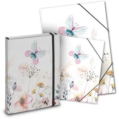 Produktbild von itenga Mappen SET SCHMETTERLING 3teilig: Heftbox + Gummizugmappe A4 + Zeichenmappe A3