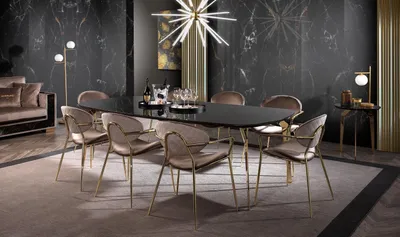 Image de Esstisch Design Möbel Italien Luxus Esszimmer Tisch Esstische Marmor Edelstahl