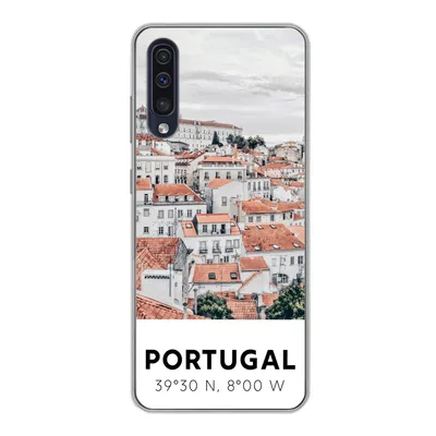 Produktbild von MuchoWow® Handyhülle Schutzhülle Hülle für Samsung Galaxy A30s Portugal - Europa - Rot - Silhouette Silikon Softcase Handy Hülle - Karteninhaber