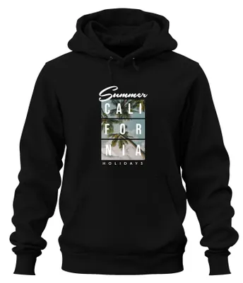 Immagine prodotto di Vacanze estive in California. Felpa con cappuccio, colore nero, taglia L