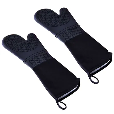 Produktbild von Extra lange Silikon-Ofenhandschuhe – hitzebeständige Handschuhe, rutschfeste professionelle Kochhandschuhe, Ofenhandschuhe(Form1)