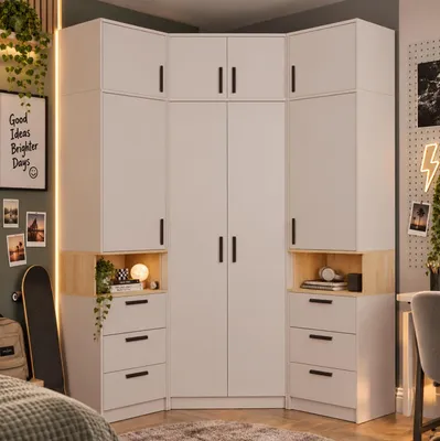 Produktbild von Marmex Möbel Schrank-Set GRANT SET 14 C, (6-St., 2 Regale, Eckschrank, drei Schrankverlängerungen), Türen mit Soft-Close-System