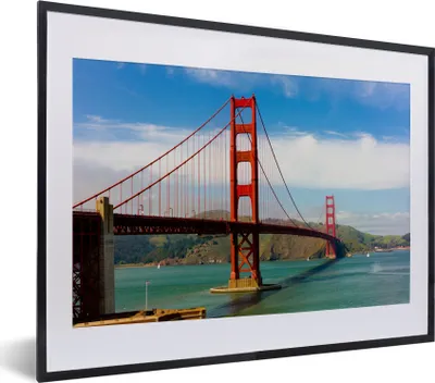 Produktbild von MuchoWow® MuchoWow® Gerahmtes Poster Blick auf die Golden Gate Bridge in Kalifornien 40x30 cm - Poster mit zchwarzem Bilderrahmen - Bilderrahmen - Poster im Rahmen