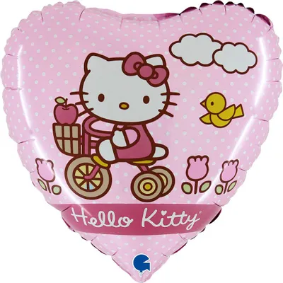 Obrázek produktu pro Fóliový balónek Hello Kitty Srdce na kole - 46 cm