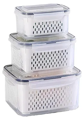 Frischhaltedosen-Set 3-teilig, 3,15 l + 1,7 l + 0,8 l, mit Sieb