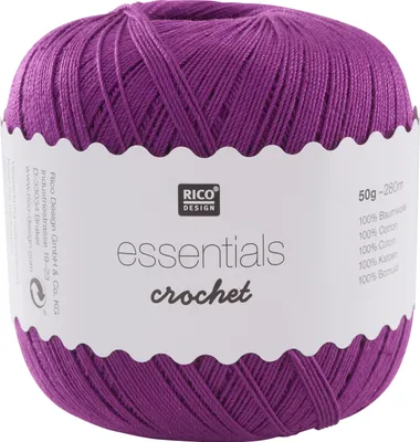Produktbild von Rico Design Essentials Crochet, Violett, Baumwolle, 280 m, 100% Baumwolle, 1.75 - 2, 30 °C