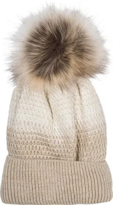 Produktbild von styleBREAKER Damen Strick Bommelmütze mit Farbverlauf und Fleece Futter, Winter Fellbommel Mütze, Strickmütze 04024205