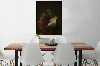 Produktbild von MuchoWow® Poster Alte Frau lesend, wahrscheinlich die Prophetin Hanna - Rembrandt van Rijn 60x80 cm - Schlafzimmer Dekoration