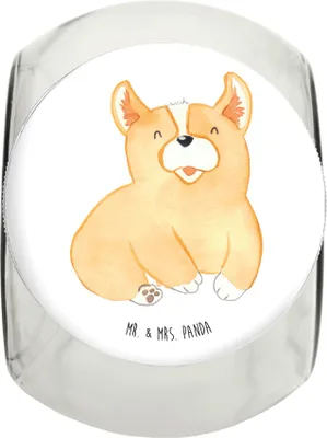 Produktbild von Mr. & Mrs. Panda Dose Corgie L 870ml - Weiß - Geschenk, Hund, Sprüche, Bellen, Vorratsbehälter, Aufbewahrungsdose, Glasdose, Spruch, Lebensfreude, Keksdose